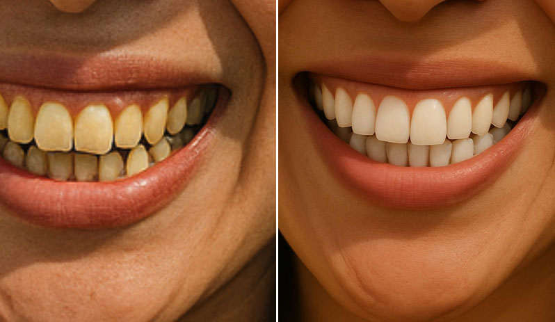 Before and after teeth whitening results